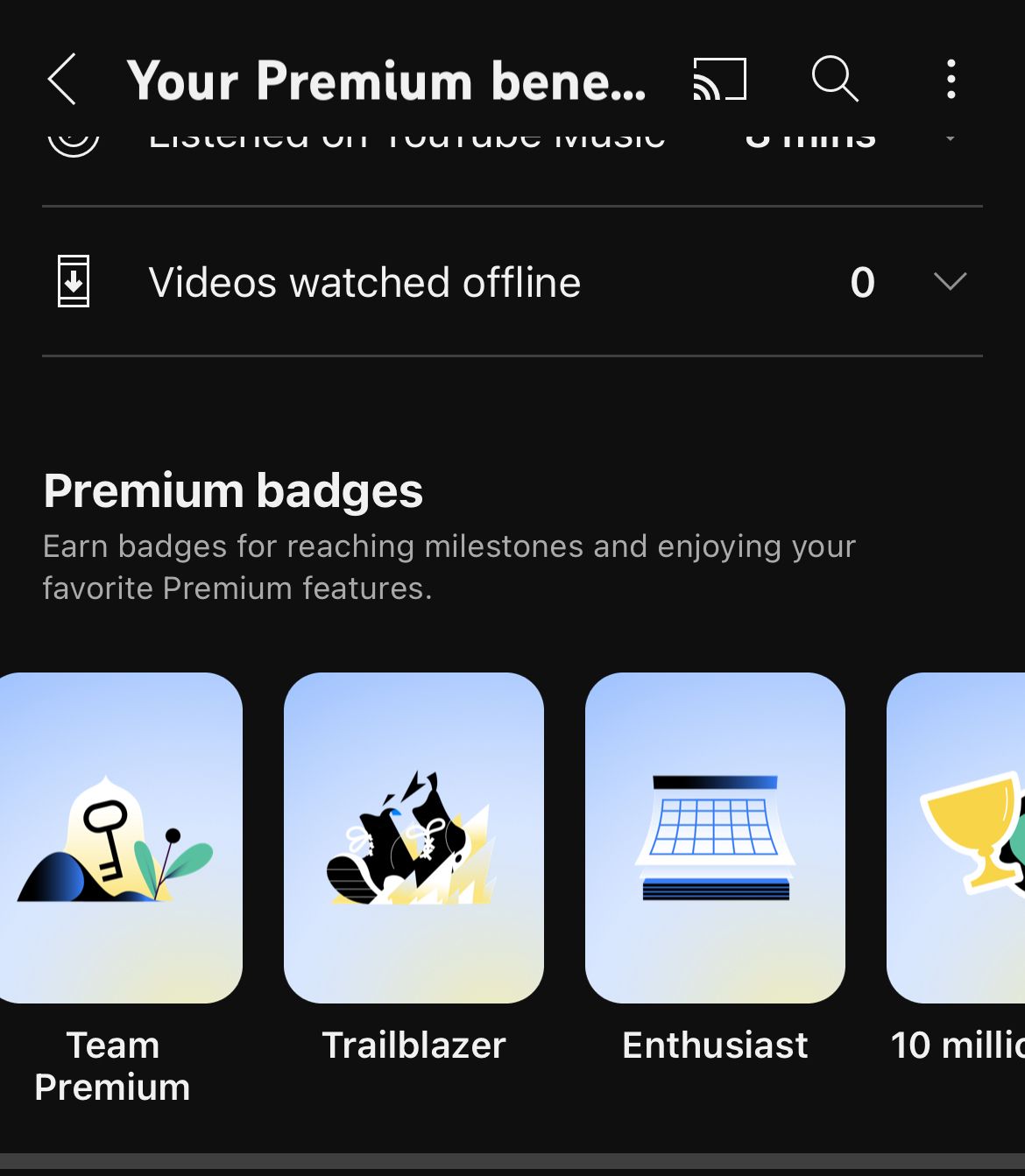 YouTube Premium badges.