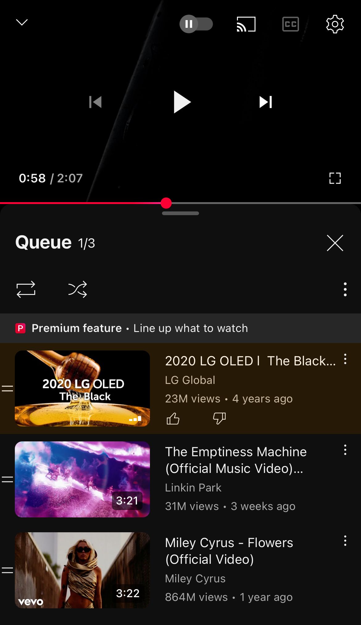 YouTube Premium offline mode.