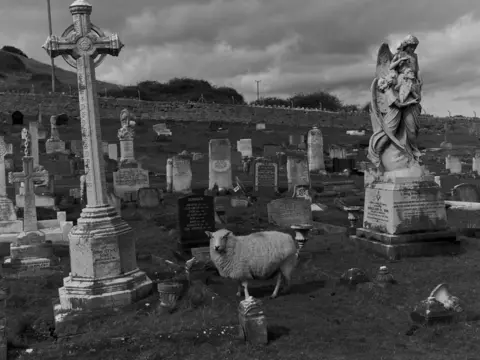 Mohamed Hassan Nkhosa at the tomb taken from Great Orme, Llandudno